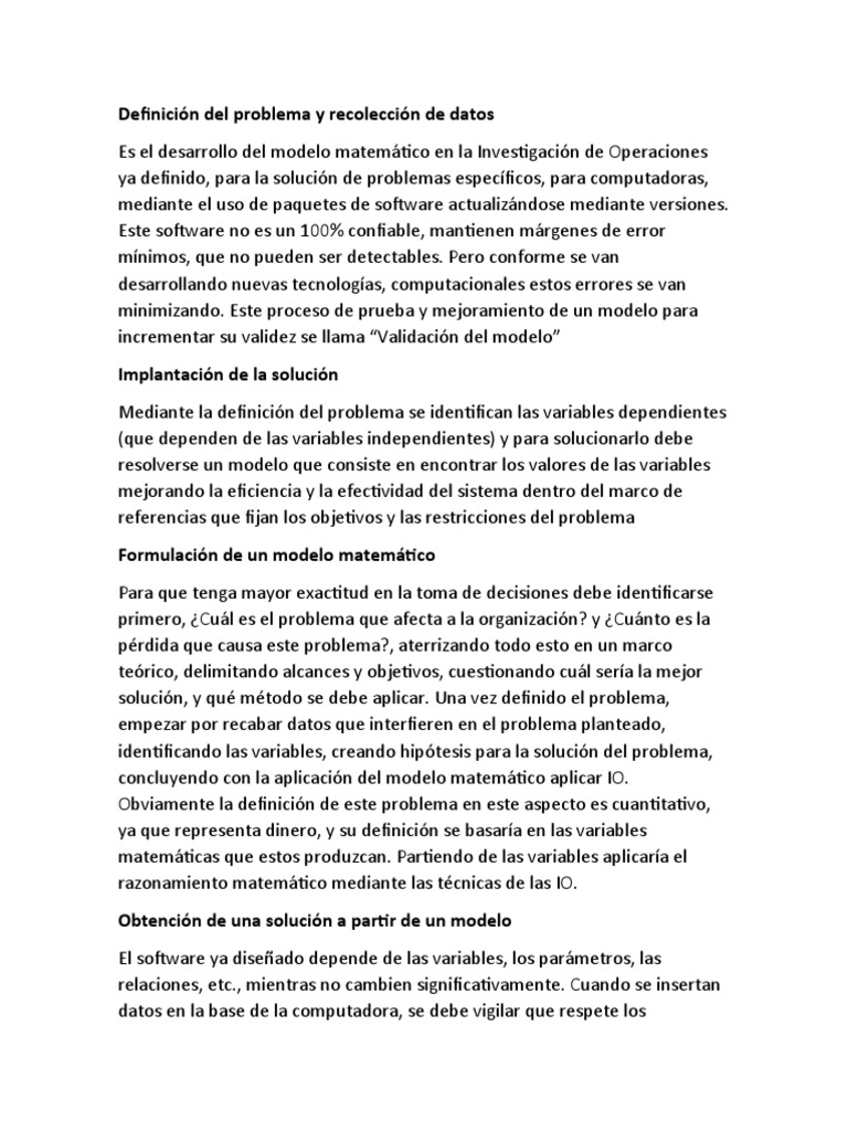 Definición Del Problema y Recolección de Datos Tema 2 | PDF | Software ...