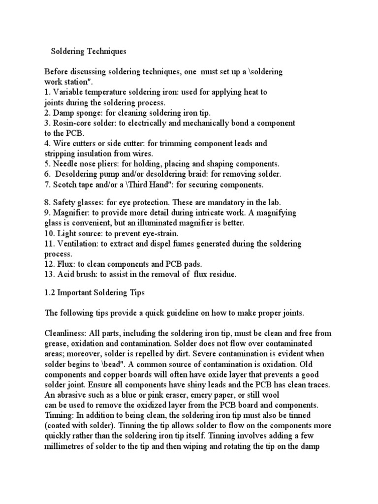 Essential Soldering Techniques Guide | PDF | Soldering | Printed ...