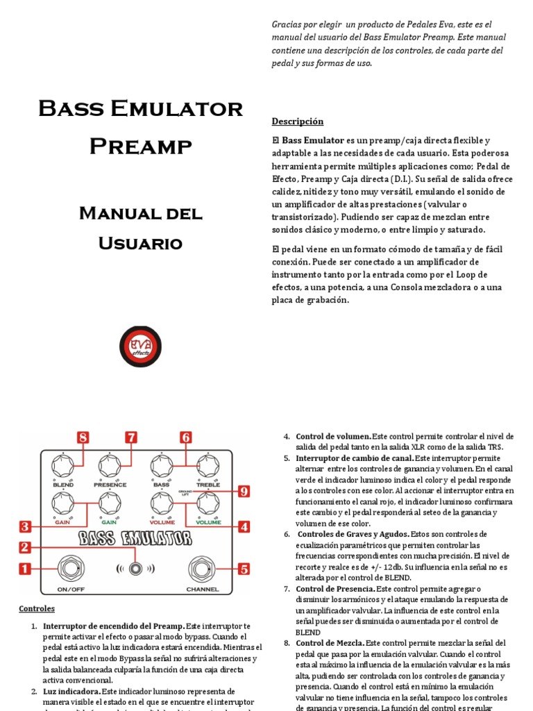 Bass Emulator Manual 2014 PDF Sonido Ingeniería Informática