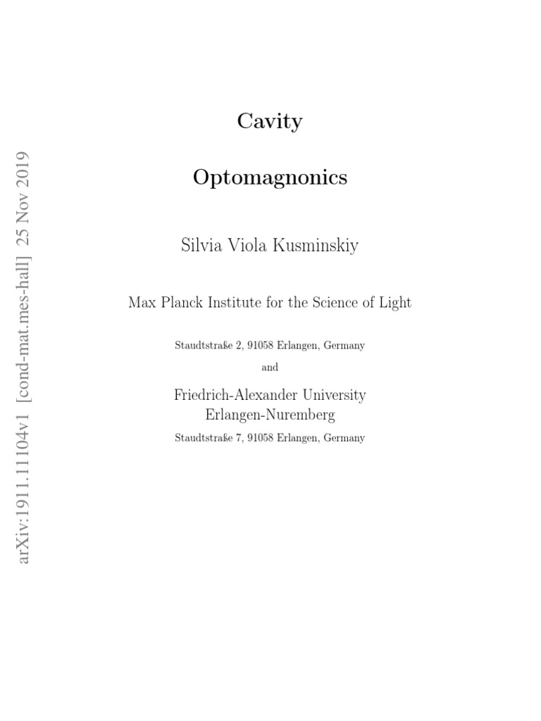 Cavity optomagnonics silvia viola kusminskiy pdf polarization