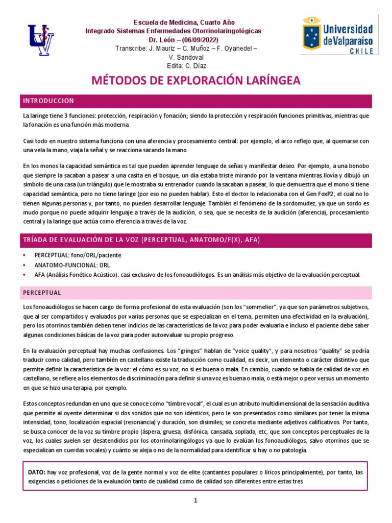 Métodos de Exploración Laringea | PDF | Endoscopia | Frecuencia