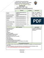 Lista de Materiales y Recomendaciones 4° A