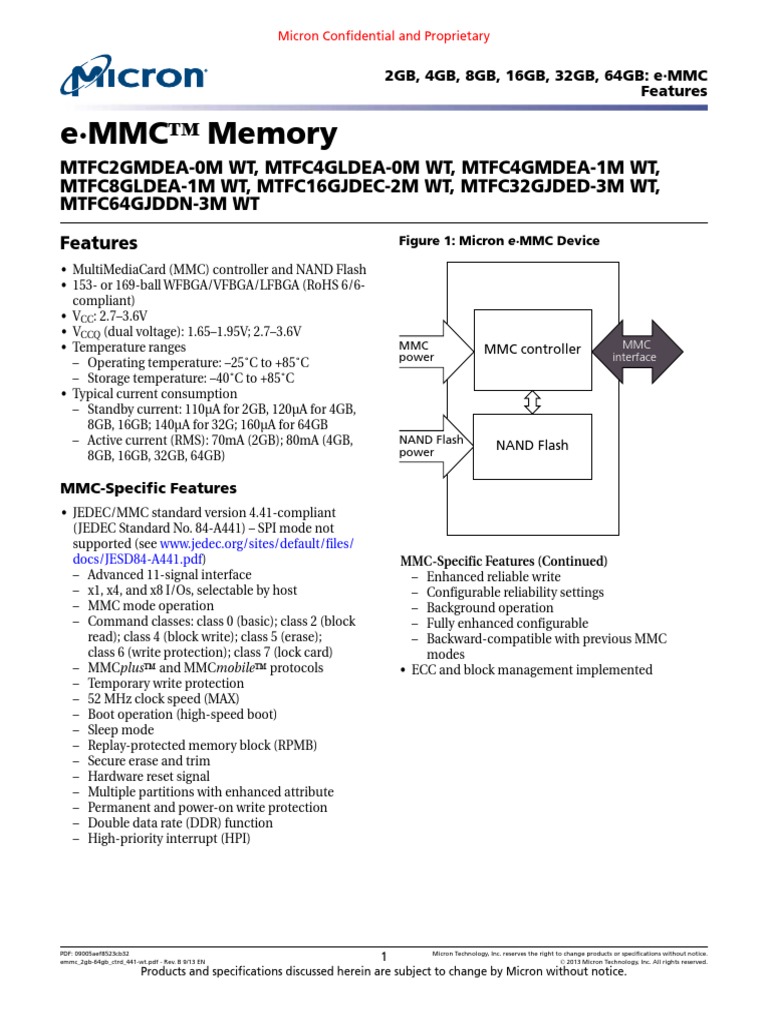 MTFC2GMDEA 0M WT Micron | PDF | Flash Memory | Computer Science