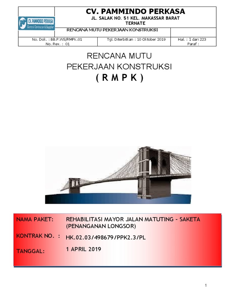 Rencana Mutu Pekerjaan Konstruksi Jalan | PDF