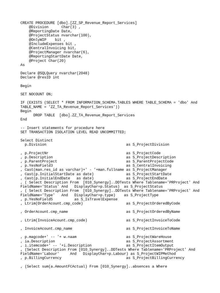 Revenue Report Procedure for Services | PDF | Computing | Computer ...