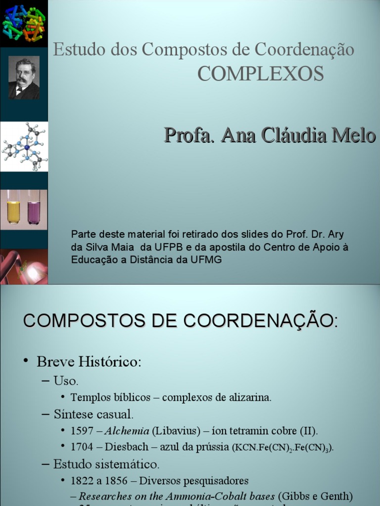 História dos Compostos de Coordenação | PDF | Composto de coordenação |  Química, image size:768x1024