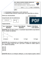 AVALIAÇÃO - 9° ANO - TRIGONOMETRIA e COMPRIMENTO DA CIRCUNFERENCIA