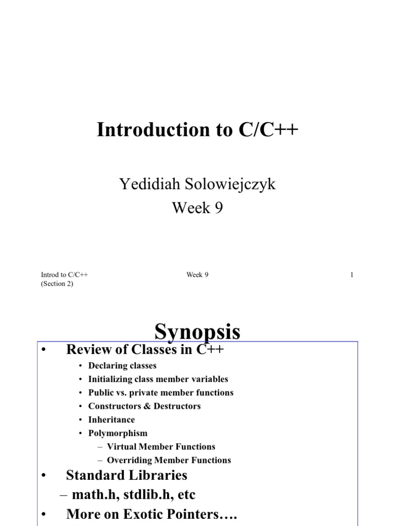Intro - C - CPP Lesson 9 Fall - 10 | PDF | C++ | Object Oriented ...