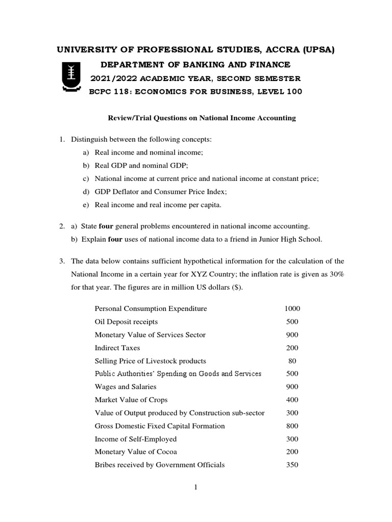National Income Accounting Review Questions | PDF | Gross Domestic ...