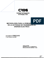 D-010-09 Metodología para La Remuneración de La Actividad de Transmisión de Energía Eléctrica