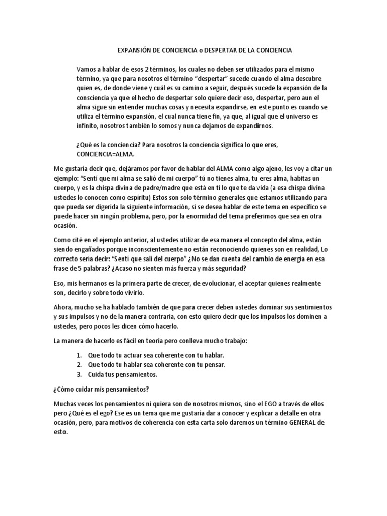 Despertar y Expansión de la Conciencia | PDF | Pensamiento | Alma