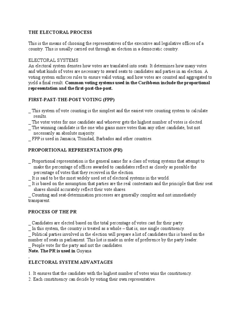 The Electoral Process Pdf Voting Elections