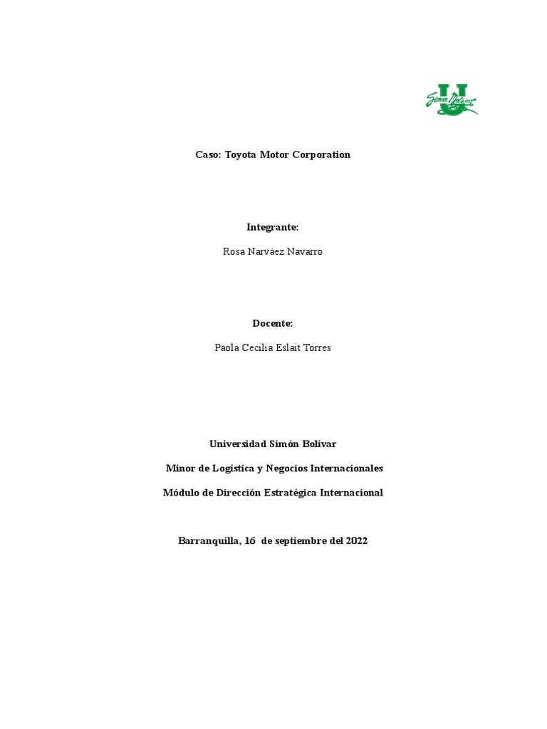 Caso Toyota Pdf Marca Toyota
