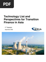 Technology List and Perspectives For Transition Finance in Asia