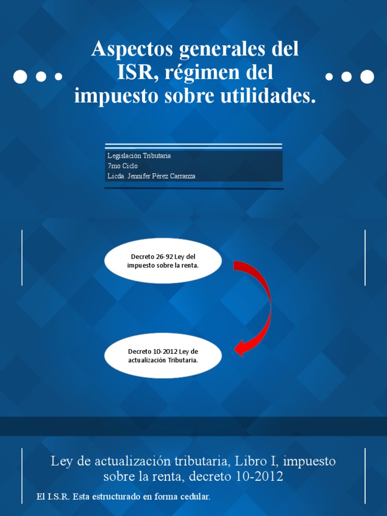 Aspectos Generales Del ISR, Régimen Del Impuesto PDF Impuesto sobre