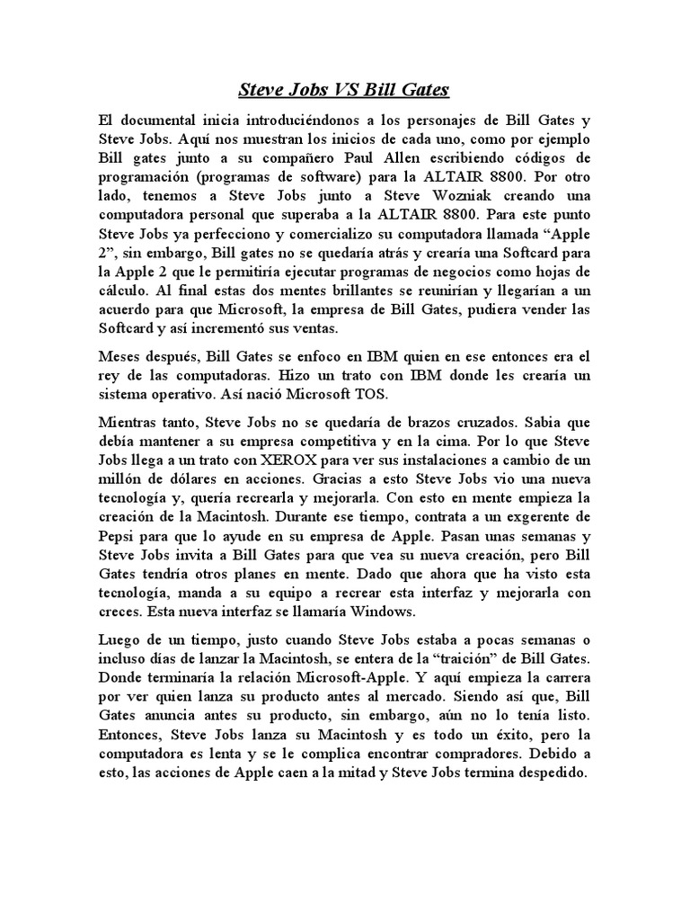 Steve Jobs Vs Bill Gates PDF Steve Jobs Apple Inc.