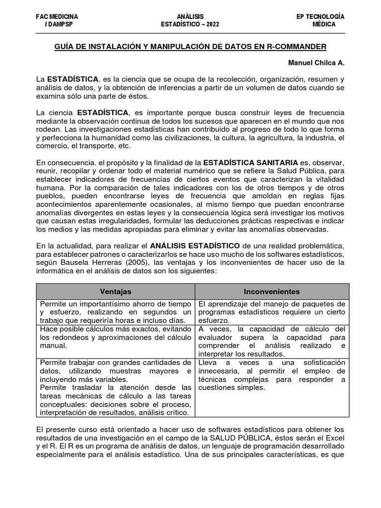 Gu A De Instalaci N Y Manipulaci N De Datos En R Commander Pdf