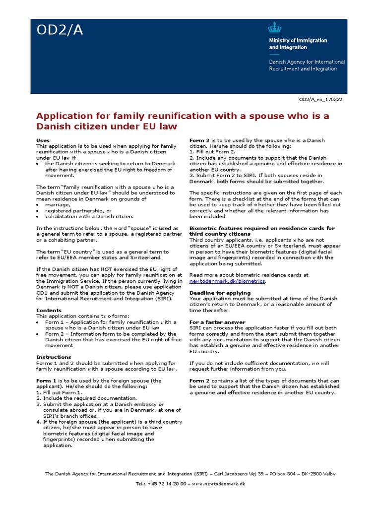 Application For Family Reunification With A Spouse Who Is A Danish