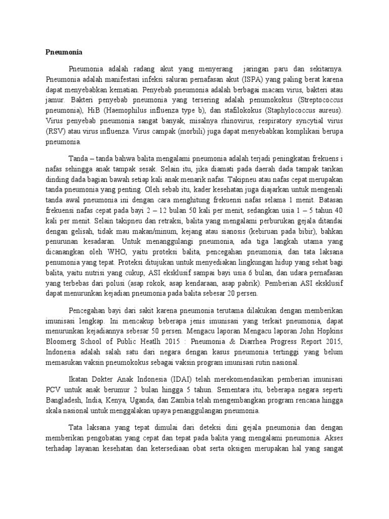 Pencegahan Pneumonia pada Balita | PDF | Kesehatan Holistik