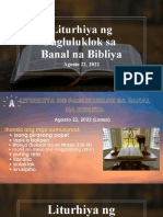 Agosto 22, 2022 Liturhiya NG Pagluluklok Sa Banal Na Bibliya