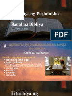 Agosto 22, 2022 Liturhiya NG Pagluluklok Sa Banal Na Bibliya