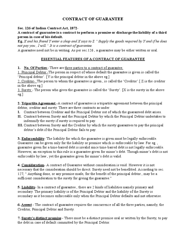 CONTRACT OF GUARANTEE TITLE | PDF | Guarantee | Surety
