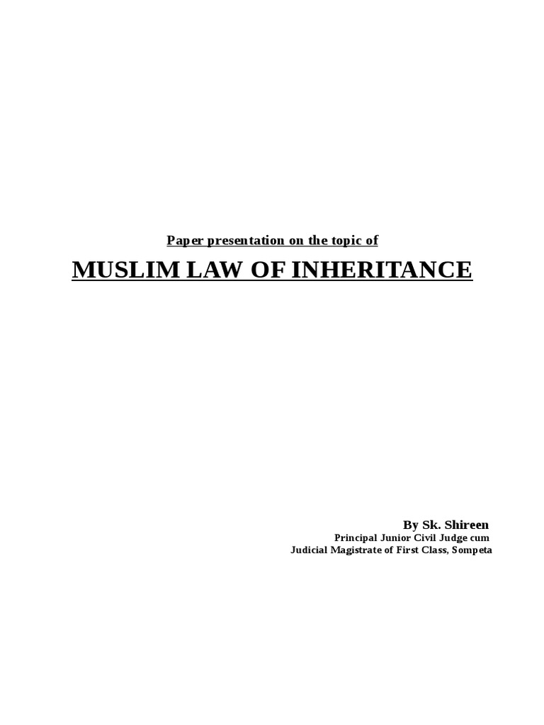 Overview of Muslim Inheritance Law | PDF | Inheritance | Sharia