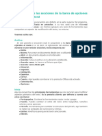 Comandos de La Cinta de Opcopnes en Cada Pestaña