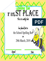 1st Place at The School Spelling Bee