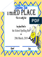 3rd Place at The School Spelling Bee