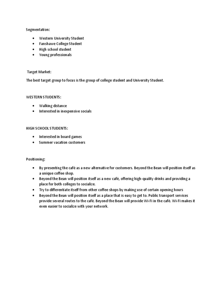 MP Case Study PDF Coffeehouse Target Audience