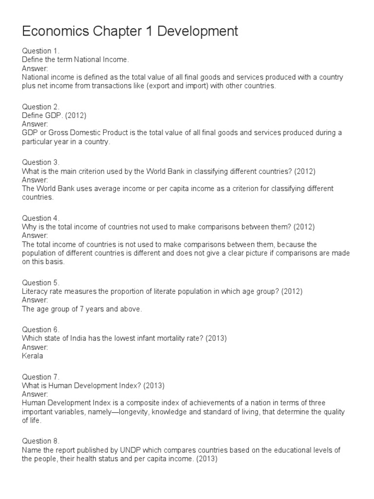 Class 10 ch 1 eco development question answers pdf human