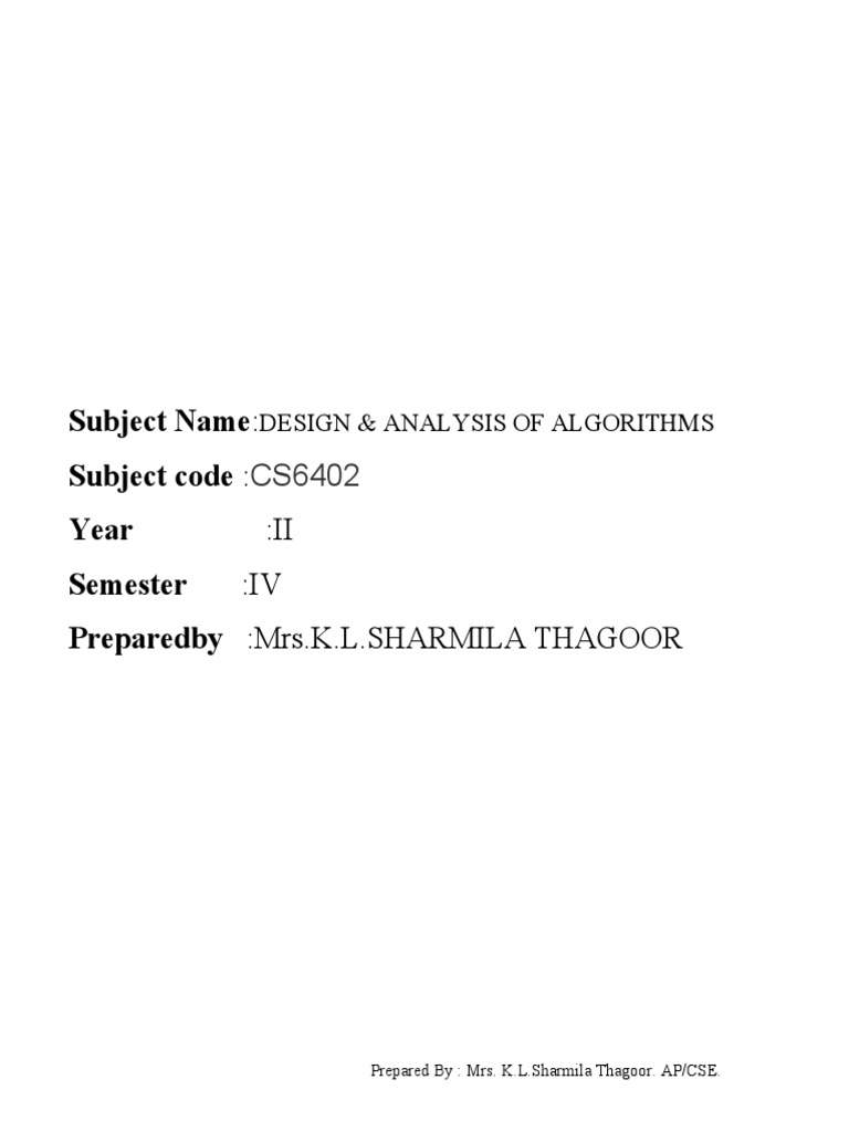 Design analysis of algorithms notes pdf dynamic programming