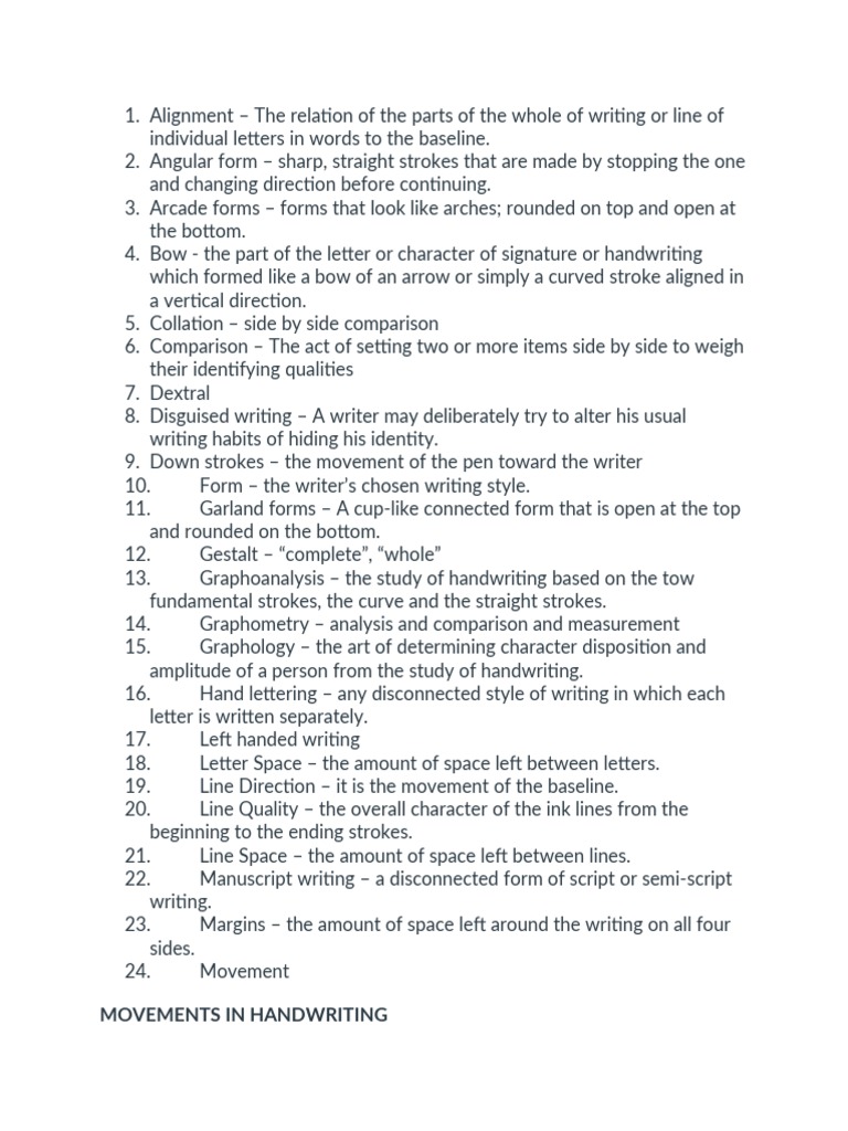 Handwriting Stroke Characteristics Guide | PDF | Graphology | Writing