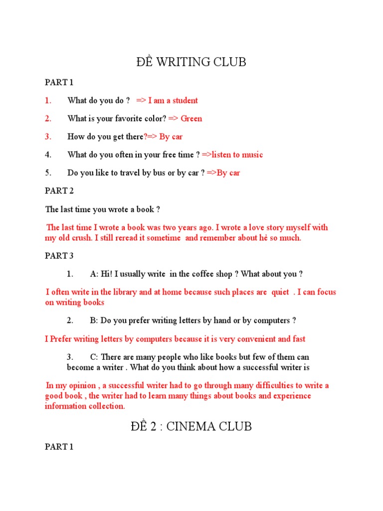 Club Activities and Personal Interests | PDF | Movie Theater