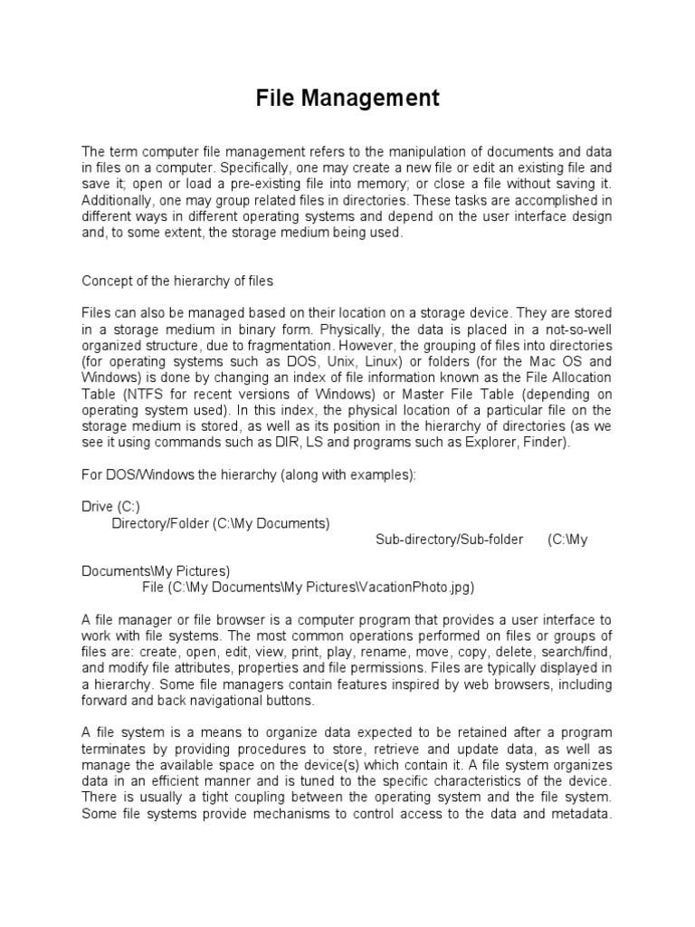 file management PDF File System Computer File