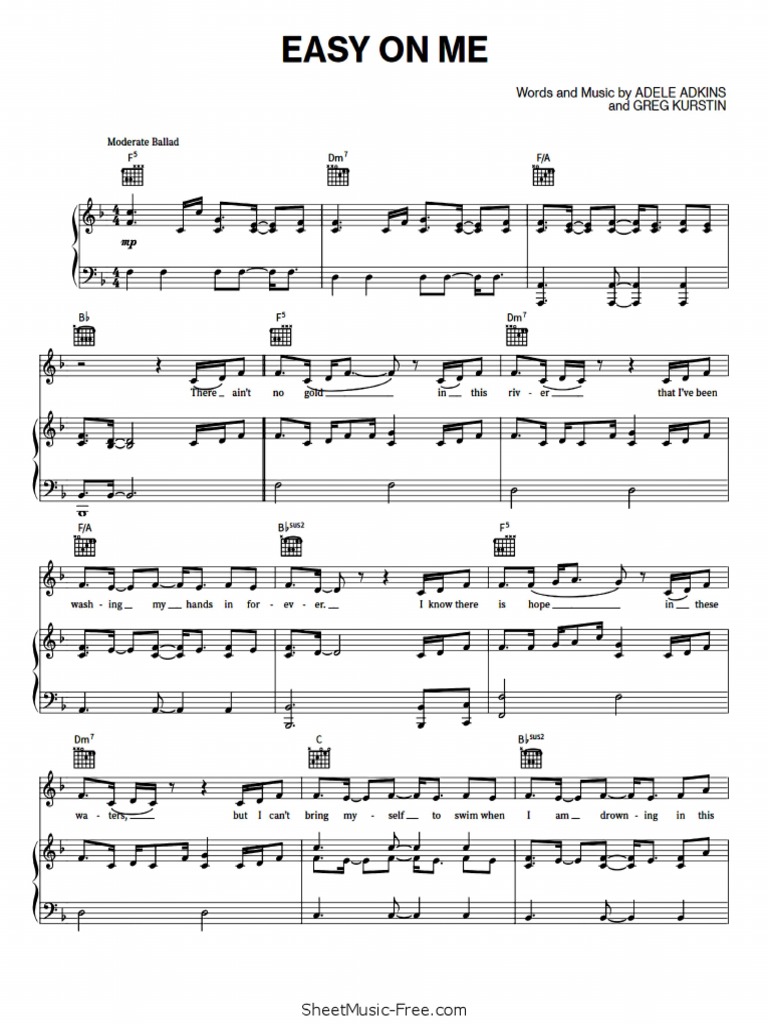 Easy On Me Sheet Music Adele | PDF