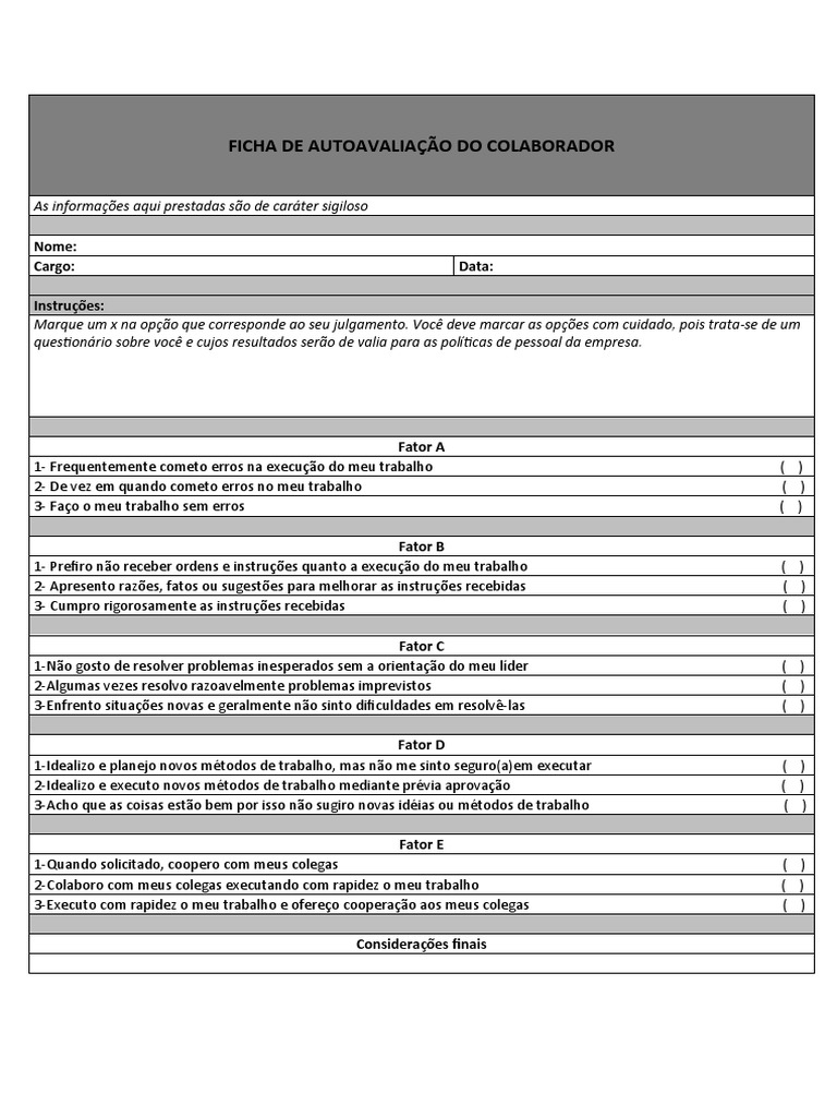 Autoavaliação de desempenho: identificando pontos fortes e áreas de ...