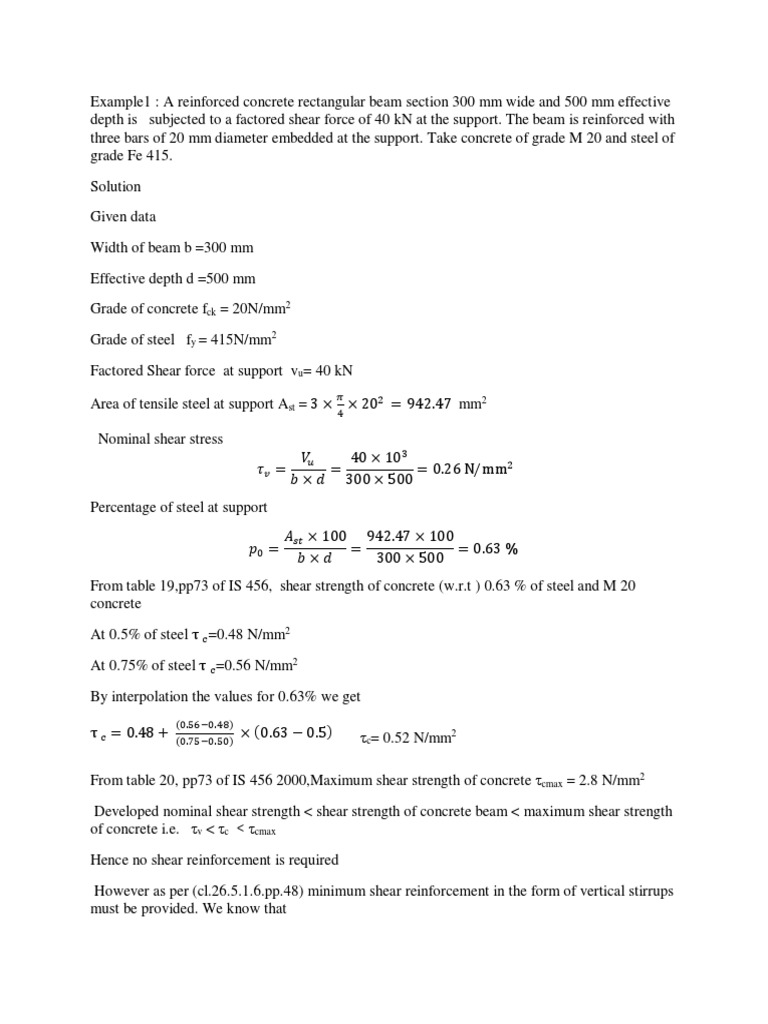 Shear Reinforcement Design for Beams | PDF | Beam (Structure) | Bending