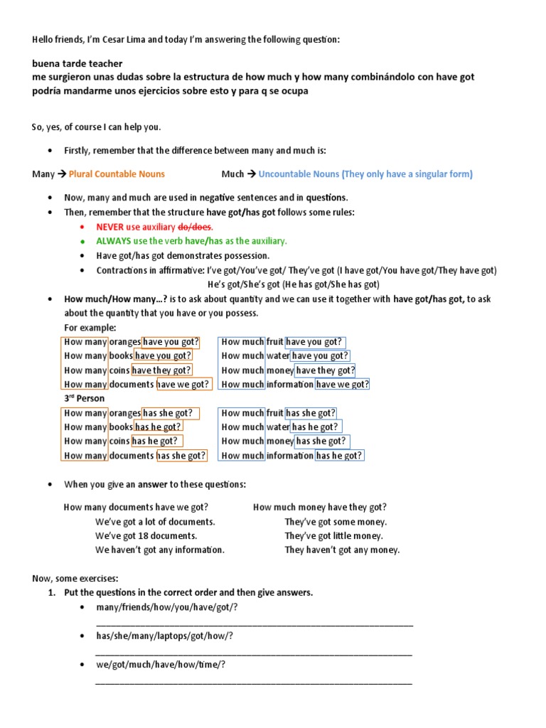 Possessives and Have Got | PDF | Plural | Grammatical Number