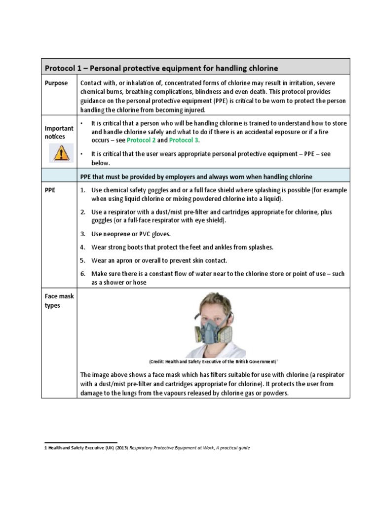 Chlorination Protocols PDF Personal Protective Equipment Dose