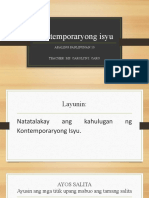 Kontemporaryong Isyu: Araling Panlipunan 10 Teacher: Ms. Carolyn I. Caro