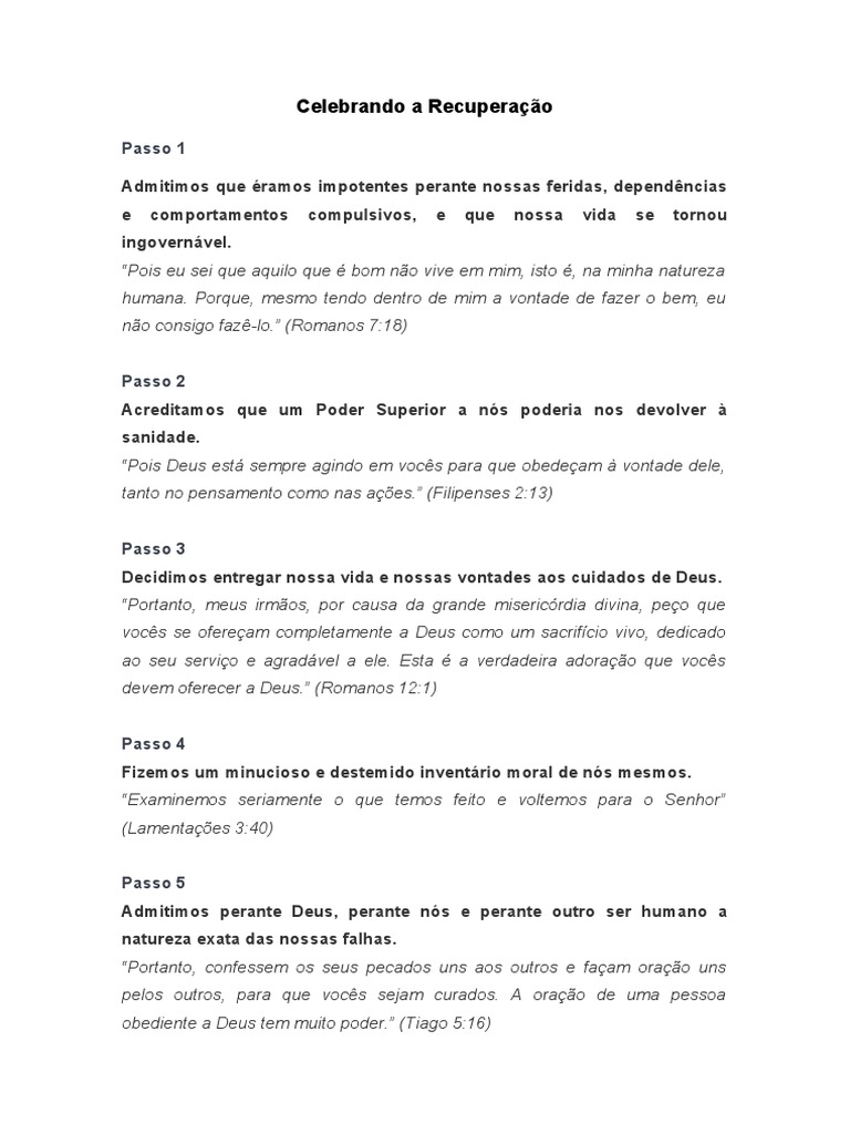Celebrando a recuperação 12 passos | PDF | Oração | Deus