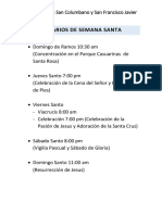 Horarios de Semana Santa