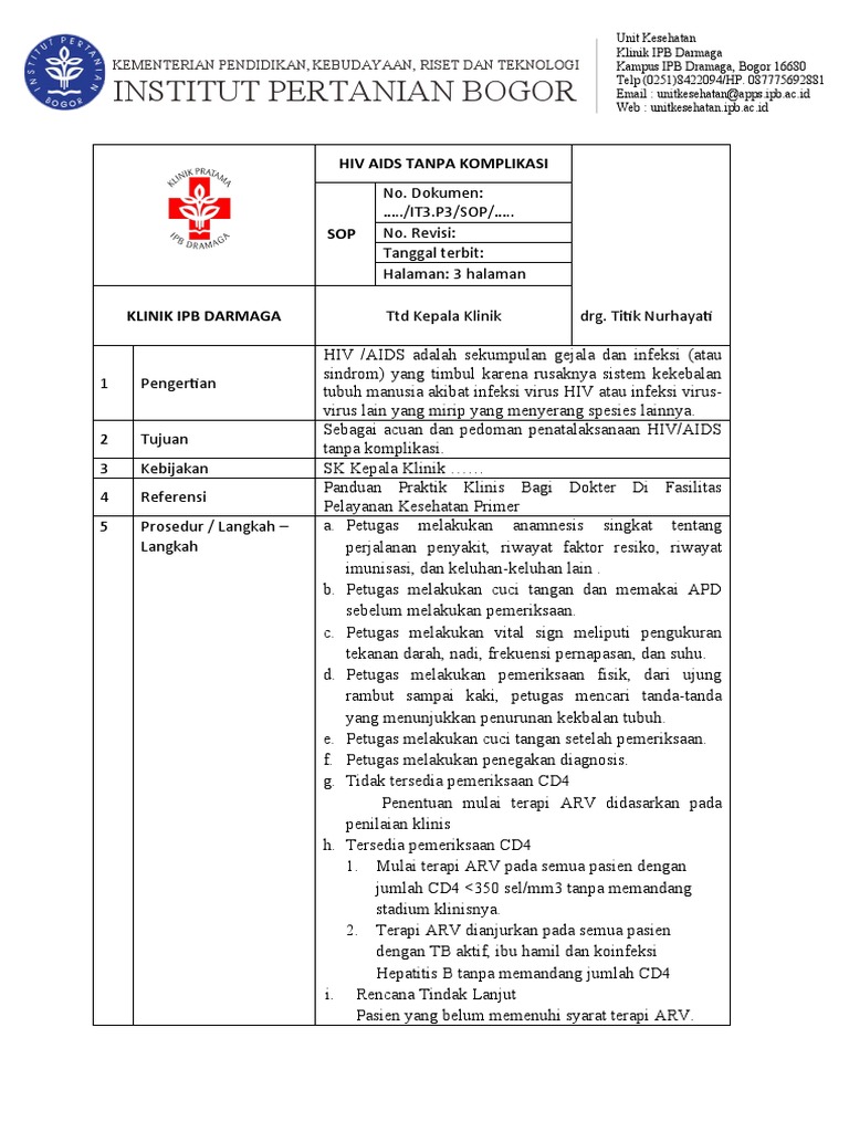 Sop Hiv Ipb | PDF