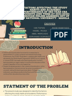 Factors Affecting The Study Habits and Academic Performance of 3rd Year CBA Students (2nd Term AY 2021-2022) Through Online Learning Set Up at National University - Manila