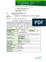 Informe de conformidad de compra de papel bond en Cielo Punco