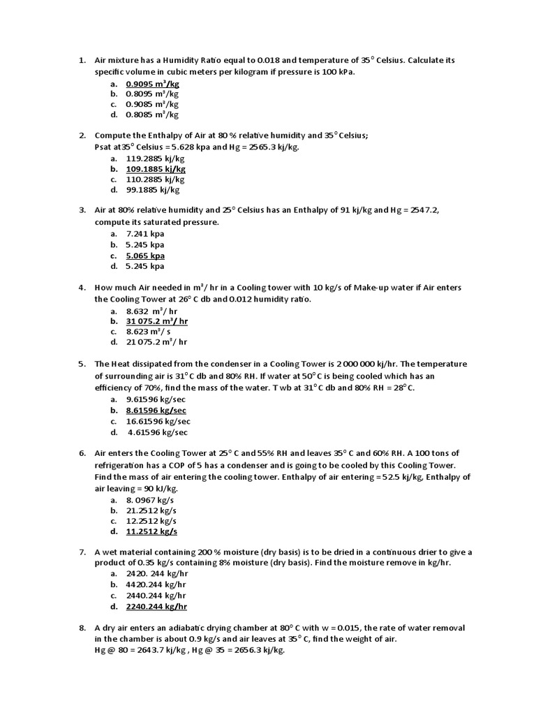Aircon Final Problems Set2 | PDF | Relative Humidity | Humidity