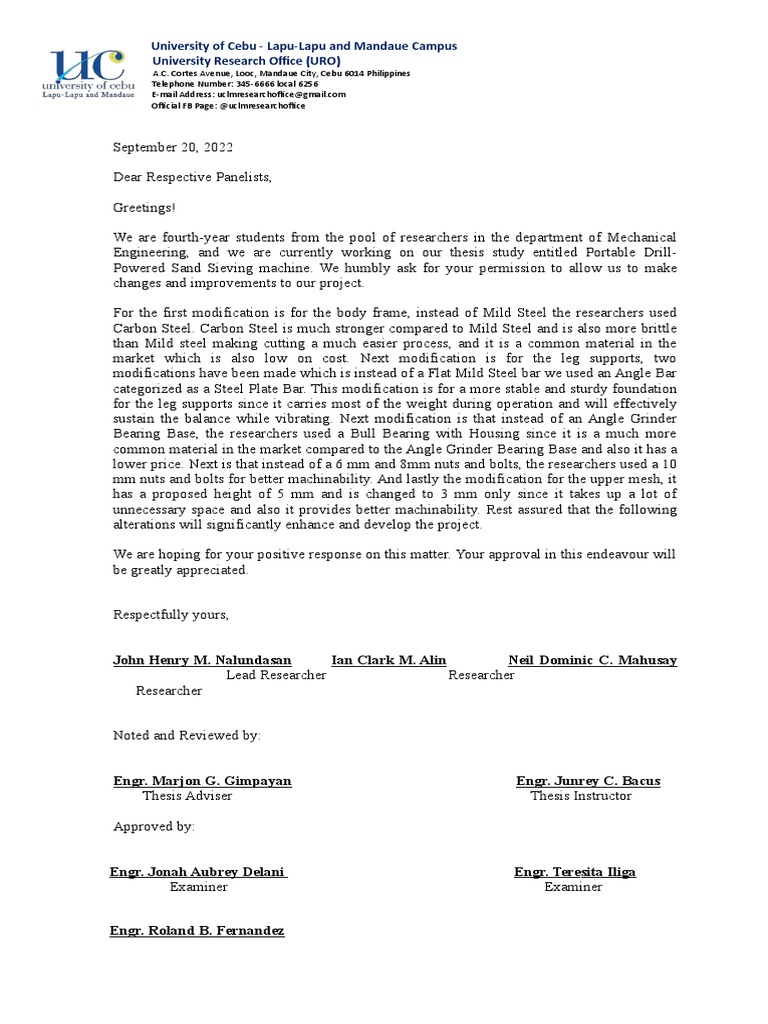 Letter For The Panelists | PDF | Steel | Building Materials