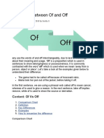 Difference Between of and Off